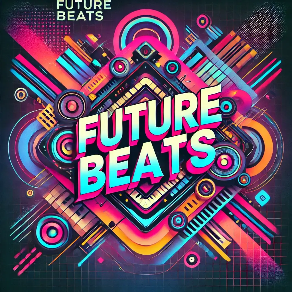 DALL·E 2024-07-23 15.44.52 - An album cover for Future Beats featuring a futuristic, abstract design with bold, neon colors and geometric shapes. The background should have a hi