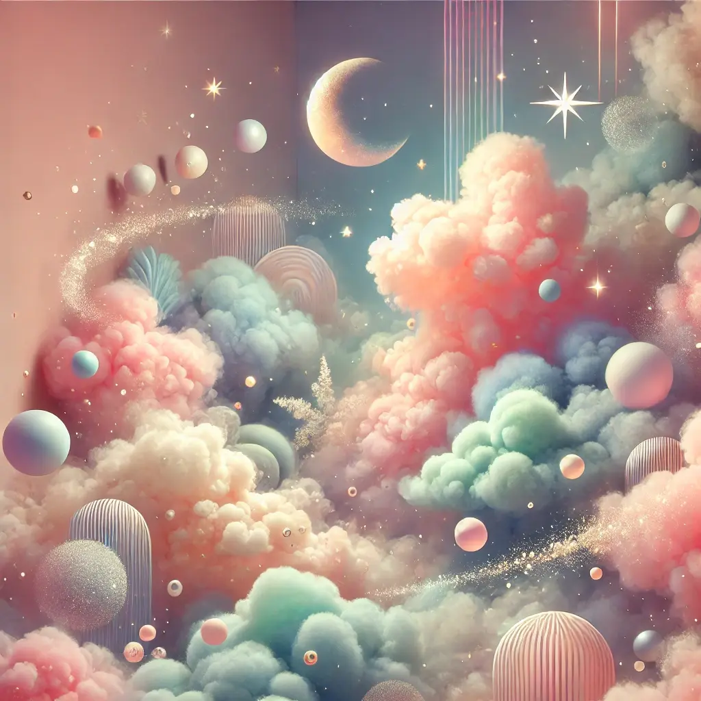 DALL·E 2024-07-23 15.44.53 - An album cover for Dreampop featuring ethereal, dreamy elements like clouds, stars, and soft pastel colors. The background should have a surreal, wh